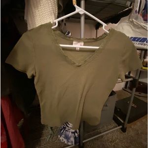 dark green cropped tee